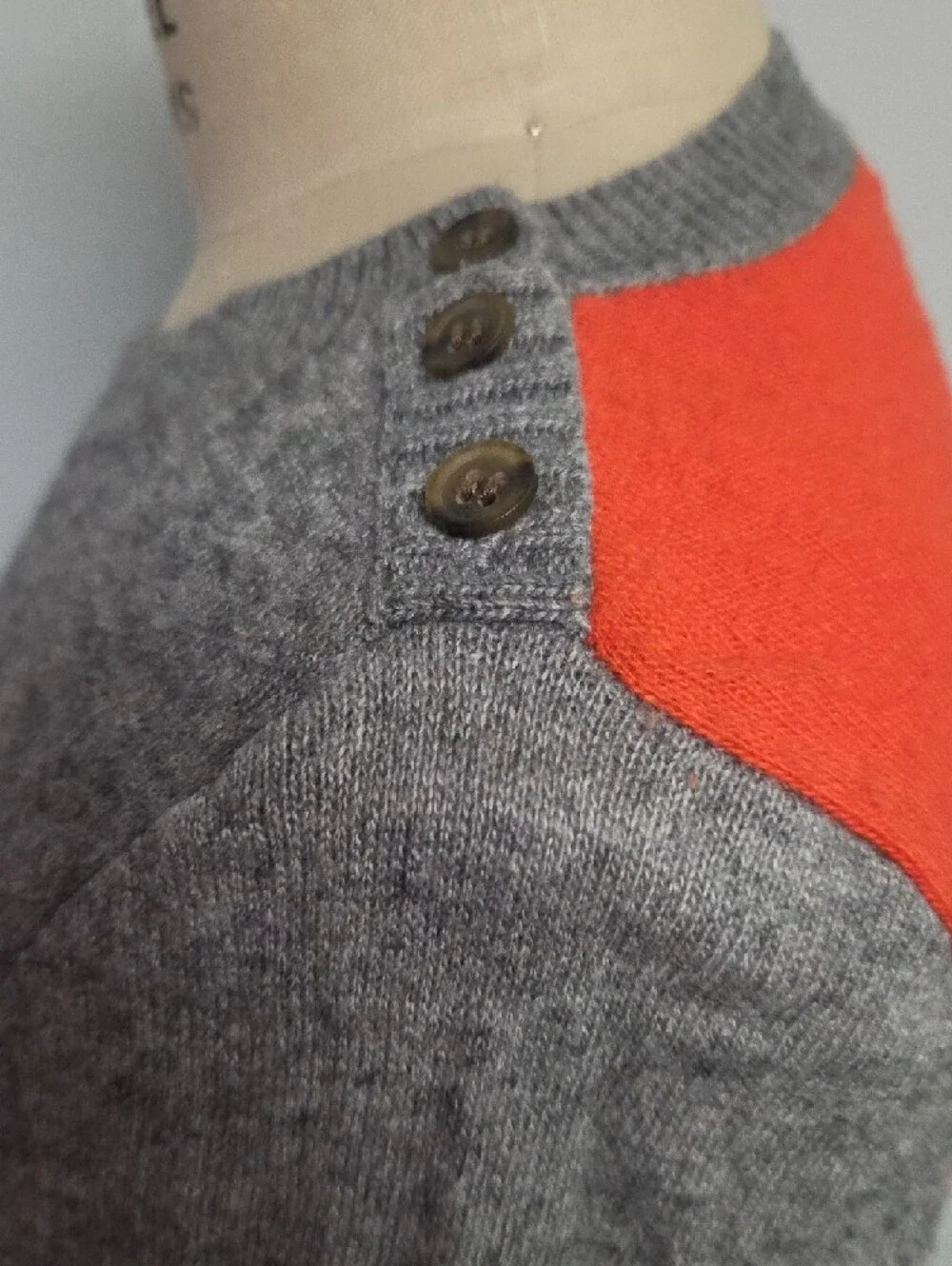 J. Crew Gray Crewneck Sweater with Orange Accent